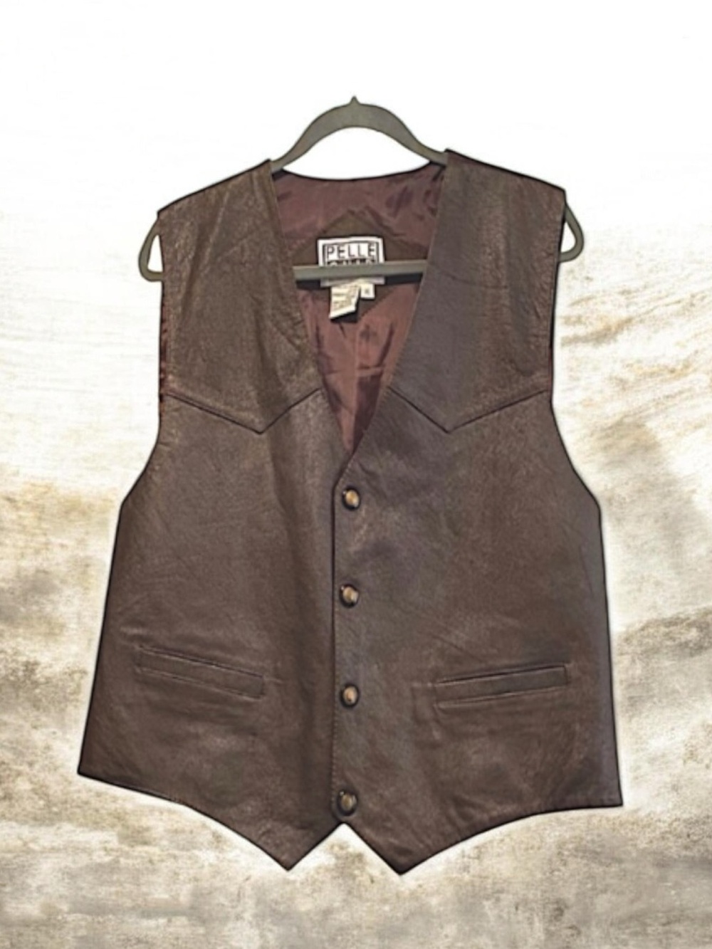 Pelle Cuir UNISEX Western Motorcycle Genuine Brown Leather  Vest Size XL